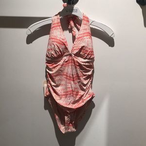 NWT - XS | Carve Designs / Alexandra One Piece - Coral & Pink w/ White